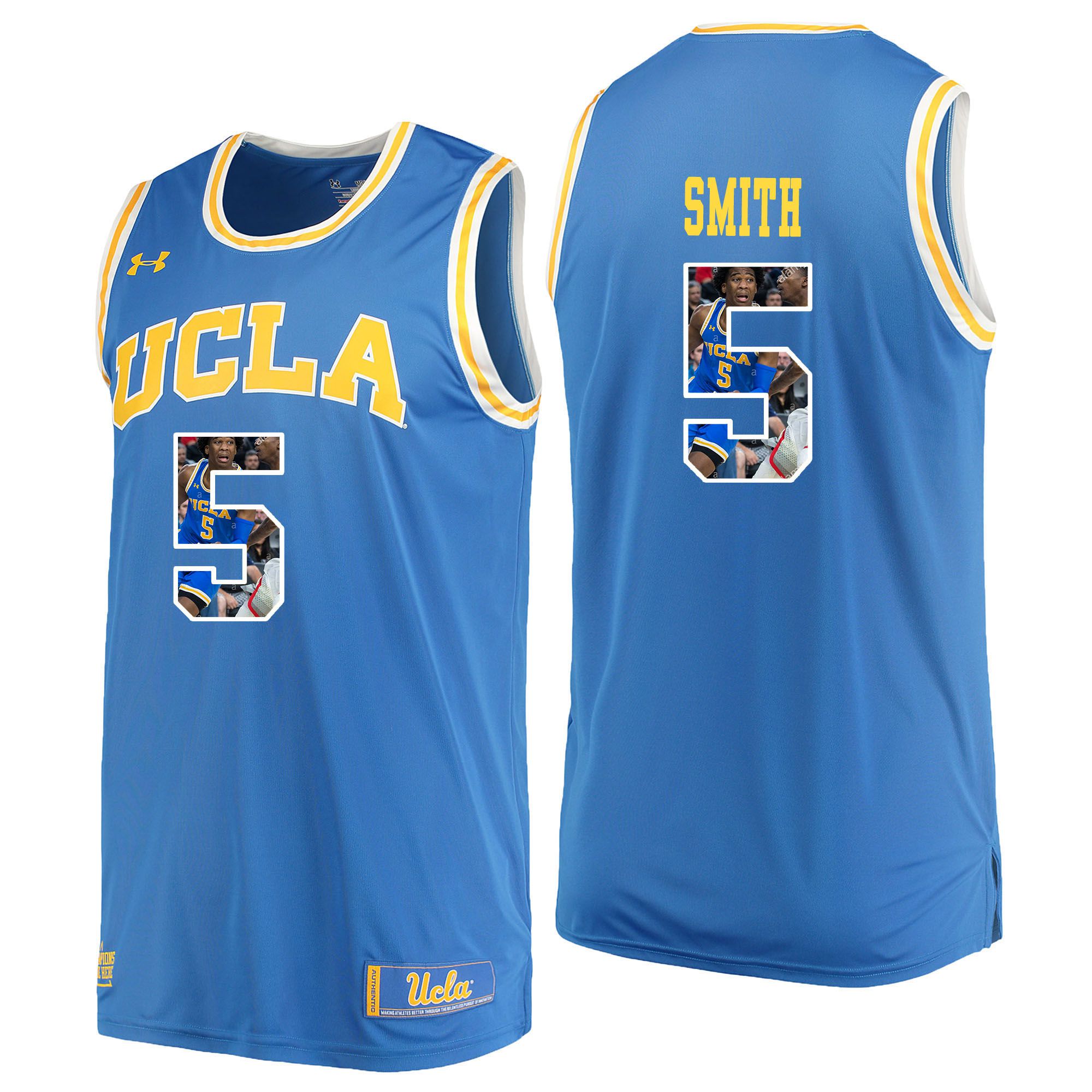 Men UCLA UA 5 Smith Light Blue Fashion Edition Customized NCAA Jerseys